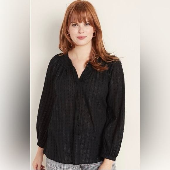 Old Navy Tops - Old Navy Black Long Sleeve Mandarin Collar Blouse